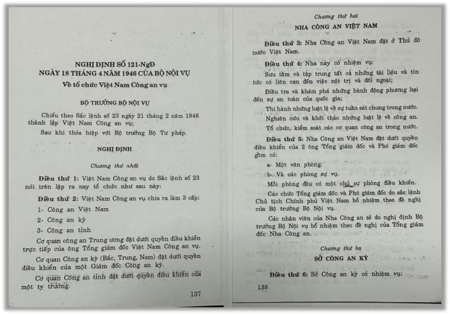 Ảnh: Nghị định số 121-NgĐ ngày 18/4/1946 của Bộ Nội Vụ.