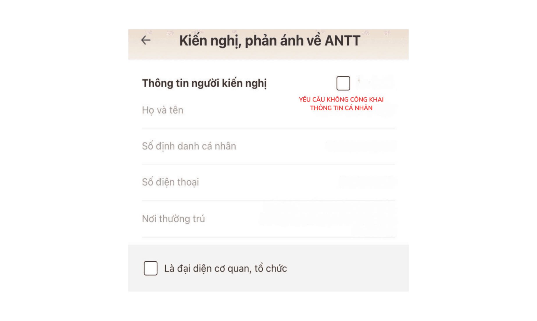Thay đổi mục “Ẩn danh””